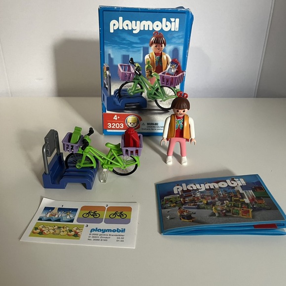 Playmobil City 3203 Lady Bike Rack (2001) With Box No Stickers - Picture 1 of 10